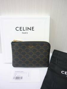 美品 CELINE セリーヌ コイン カード ポーチ フック付き トリオンフキャンバス ブラック 黒 10C662BTA.38NO a