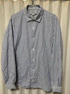 サイズL YAECA COMFORT SHIRT STANDARD LONG ヤエカ シルク ストライプ コンフォートシャツ スタンダード ロングシルエット サイドポケット