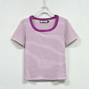 一枚限定ヨーロッパ製※定価2万◆ブルガリア発※RISELIN 半袖Tシャツ 薄手 フィット 着痩せ ボーダー柄 キレイめ サマー 定番 レディース M