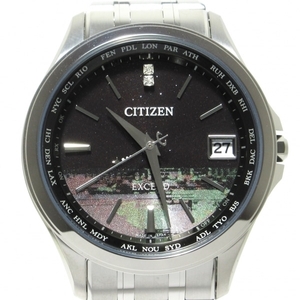 CITIZEN(シチズン) 腕時計■美品 エクシード CB1080-52F メンズ エコドライブ 黒×グリーン×マルチ