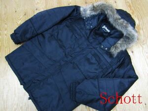 ★ショット SCHOTT★メンズ 中綿入り フェイクファーフーディ パディングジップコート★R60121020B