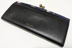 ■ポールスミス 長財布 ストレート がま口 レザー 黒 Paul smith■