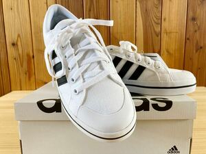 新品 adidas アディダス ブラヴァーダ スニーカー 23.5cm レディース キャンバスシューズ スケートボード 白 黒 ライン 靴 シューズ