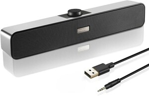 T-559 PC スピーカー 小型 大音量 ステレオ USB サウンドバー USB電源 AUX接続 デスクトップ用/ノートパソコン/パソコン 黒音楽再生3D音質