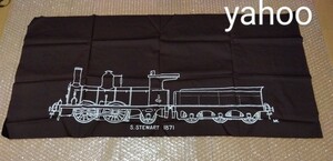 ◇S.STEWART 1871 シャープ・スチュアート 蒸気機関車 幅90cm × 43cm 注染 古いはぎれ タペストリー 