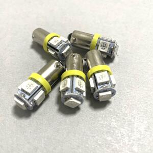 24V BA9S イエロー 黄 LED 5連 5050 5個デコトラトラック ポジション メーター ドアカーテシ トランク灯 ルームランプ マップランプ 室内灯