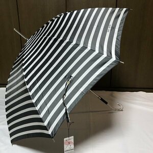 《新品》Kate spade new york・ケイトスペードニューヨーク／雨用長傘・雨傘【ボーダー・黒 ブラック】