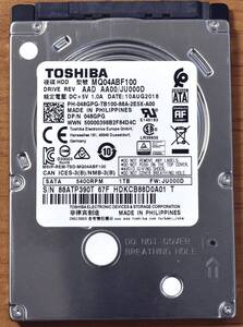 ★1円スタート★ TOSHIBA MQ04ABF100 [1TB 2.5インチ 7mm SATA HDD 2018年製 使用時間 3240H (Cristal DiscInfo 正常) (管:KH496