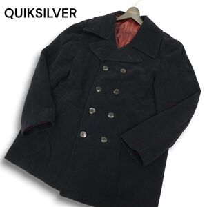 QUIKSILVER クイックシルバー 秋冬★ 裏地ストライプ Pコート Sz.XL　メンズ ネイビー 大きいサイズ　C4T11250_C#N