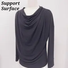 support surface サポートサーフェス ブラウス ドレープネック 黒