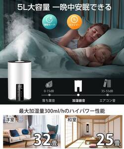 超音波＆加熱式ハイブリッド加湿器　大容量5L