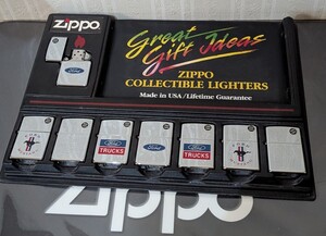 ZIPPO フォードジッポー ８個セット ディスプレイパネル付き FORD 自動車メーカー ジッポ 未使用 ９７年製 絶版