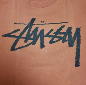 80s STUSSY 黒タグオールドステューシーTシャツ　ストックロゴ　オレンジ XL ヴィンテージ USA製 8ボール ジョーカー supreme 90s ショーン