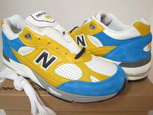 【送料無料 即決】SNS x NEW BALANCE UK製 M991EF 25.5cm US7.5新品 SNEAKERSNSTUFF別注コラボ 名作カラーSKY BLUE YELLOW 限定 イギリス製