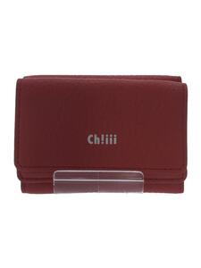 Micro Wallet/ch!iii/3つ折り財布/レザー/RED/無地/レディース