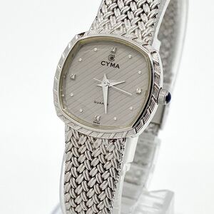 箱付き 腕時計 レディース CYMA クォーツ quartz Swiss 4Pダイヤ シルバー silver CL616-P シーマ Watch 定価10万 Y2040