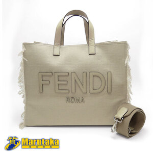 送料無料 FENDI フェンディ FF トートバッグ 7VA591 FFジャカードバッグ フリンジ ベージュ バッグ ラージサイズ 逸品質屋 24-56-1