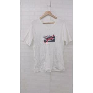 ◇ BEAUTY & YOUTH カジュアル プリント Vネック 半袖 Tシャツ カットソー サイズL ホワイト レッド系 ネイビー メンズ P