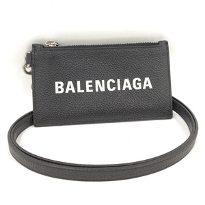 BALENCIAGA コインケース カードケース ストラップ付 レザー ブラック 594548