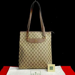 極 美品 GUCCI オールドグッチ グッチ ヴィンテージ GG レザー 本革 ハンドバッグ トートバッグ ビジネスバッグ A4収納可能 ブラウン 23985