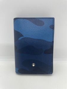 【未使用品】 MONTBLANC モンブラン 名刺入れ カードケース サルトリアル 迷彩 カモフラージュ ブルー ブラック レザー 118686