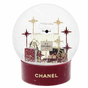 1円 新品 CHANEL シャネル スノードーム No.5 香水瓶 ショッパー 雪 レッド ガラス 限定品 ノベルティ インテリア オブジェ 置物 Mb.f