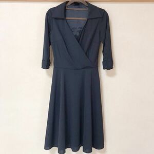 C 美品 VICKY COUTURE ビッキークチュール カシュクールワンピース サイズ1 Sサイズ相当 黒 七分袖 春夏向け