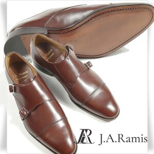 新品1円～★定価2.8万 J.A.Ramis ジェイ― エー ラミス スペイン発ブランド 牛革レザービジネスシューズ 24.5cmダブルモンク◆9441◆