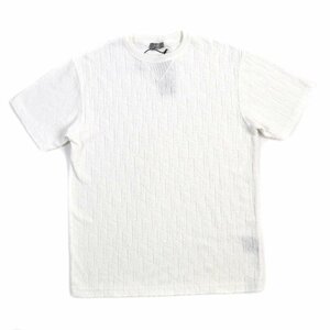 極美品△DIOR ディオール オム 21SS 113J692A0614 コットン100％ オブリーク ジャガードパイル 半袖Ｔシャツ ホワイト S 正規品 メンズ