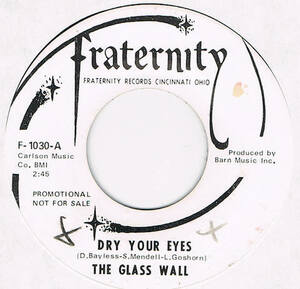 ●THE GLASS WALL / DRY YOUR EYES [US 45 ORIGINAL 7inch シングル PROMO PSYCH GARAGE 試聴]