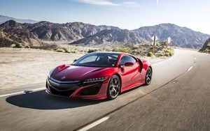 ホンダ アキュラ NSX（2代目） NC型 2017年 レッド 絵画風 壁紙ポスター 特大ワイド版921×576mm（はがせるシール式）004W1