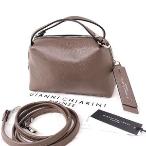 洗練と機能美★　GIANNI CHIARINI ジャンニキアリーニ　アリファS ショルダーバッグ ハンドバッグ 2WAY レザー 保存袋 タグ　ブラウン