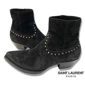 14 ★ 正規品 SAINT LAURENT サンローラン WA603188 スエードレザー スタッズ チェルシーブーツ アンクルブーツ サイドジップ boots 43