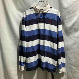 POLO RALPH LAUREN long rugger polo shirt 長袖 ラガー ポロ シャツ ブルー ホワイト ネイビー SIZE XXL ポロ ラルフローレン