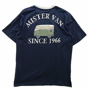 新品 ミスターヴァン 24年春夏 クラシックバス プリント Tシャツ M 紺【VA1742006_79】 MR.VAN メンズ 半袖 丸首 カットソー コットン