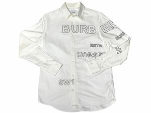 美品　Burberry London バーバリー　ロンドン　ティッシ期 長袖シャツ 21SS 8036768 XS ホースフェリーコットン　ロゴ　白シャツ　国内正規