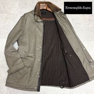 【定価80万強!!美品XLサイズ相当!!!】Ermenegildo Zegna エルメネジルドゼニア カシミヤ シルク コート ELEMENTS 最高級 レザータグ 秋冬