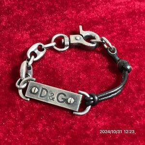 D&G ドルガバ ドルチェ&ガッバーナ ブランドロゴ プレート レザー 革 ブレスレット アクセサリー