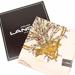 ランセル スカーフ 未使用 総柄 シルク ブランド 小物 レディース ピンクベージュ LANCEL