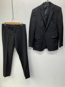 【人気】COMME CA MEN/コムサ　メン　スーツ　上下セット　黒／ブラック　シャドーストライプ　サイズ44　メンズM相当　K1944