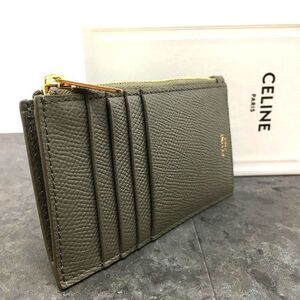 送料込み！ 未使用品 CELINE フラグメントケース グレー レザー コンパクトウォレット 箱付き 74