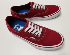 美品 名作 VANS AUTHENTIC PROバンズ オーセンティック プロ レッド 赤 × 白 us 7.5 JP 25.5