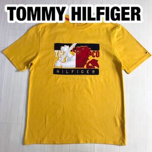 TOMMY HILFIGER トミー ヒルフィガー 半袖Tシャツ L/G (12-14) イエロー ビッグロゴ フラッグロゴ 刺繍ワッペン ユースサイズ