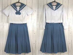 【as262】熊本県 白川中学校 女子用学生服 制服 リボン付き中間服・夏服セーラー服+サスペンダー付きスカート◆f41