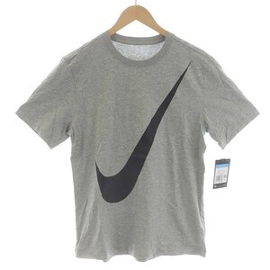 未使用品 ナイキ NIKE ビッグロゴT Tシャツ カットソー クルーネック プルオーバー 半袖 プリント M グレー 黒 CV4950-063 /SI47