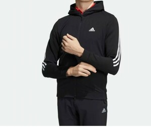 新品正規品 アディダス adidas ゴルフ Mサイズ 超ストレッチ 防風 スリム 美形 ジャージ おすすめ！ フーディ ブラック 送料無料