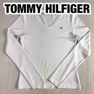 TOMMY HILFIGER トミー ヒルフィガー 長袖Tシャツ ロンT M ホワイト 刺繍ロゴ