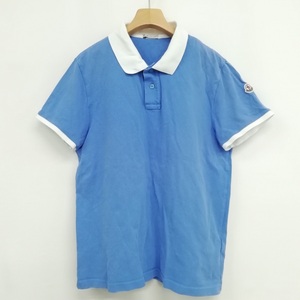 モンクレール MONCLER B10918309899 MAGLIA POLO MANICA CORTA ポロシャツ ワンポイント ワッペン 半袖 L ブルー メンズ