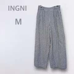 【INGNI】　ギンガムチェック　ワイドパンツ　ハイウエスト　脚長効果　ゆるだぼ