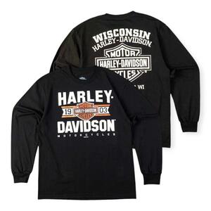 XLサイズ　ハーレーダビットソン　Harley　 Tシャツ　ロンT　長袖　トップス 黒　USA　バイク　ツーリング　モーターサイクル